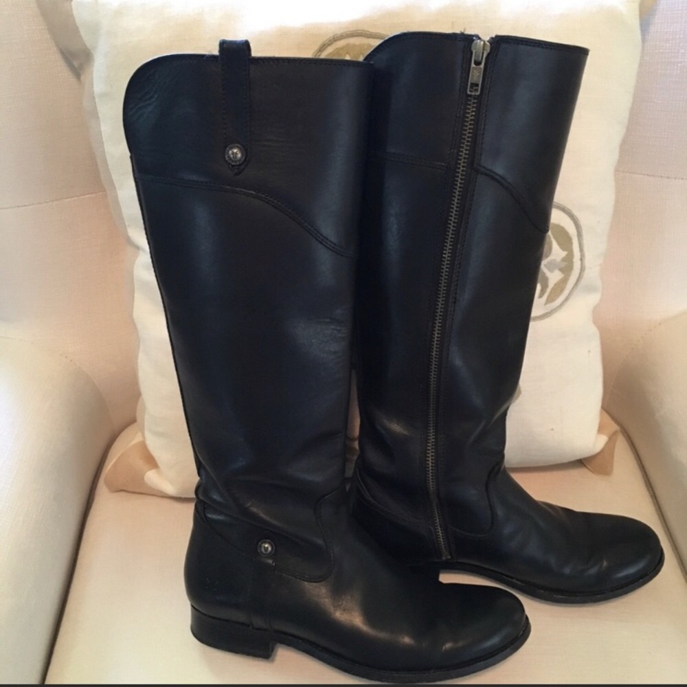 Black knee high boots.